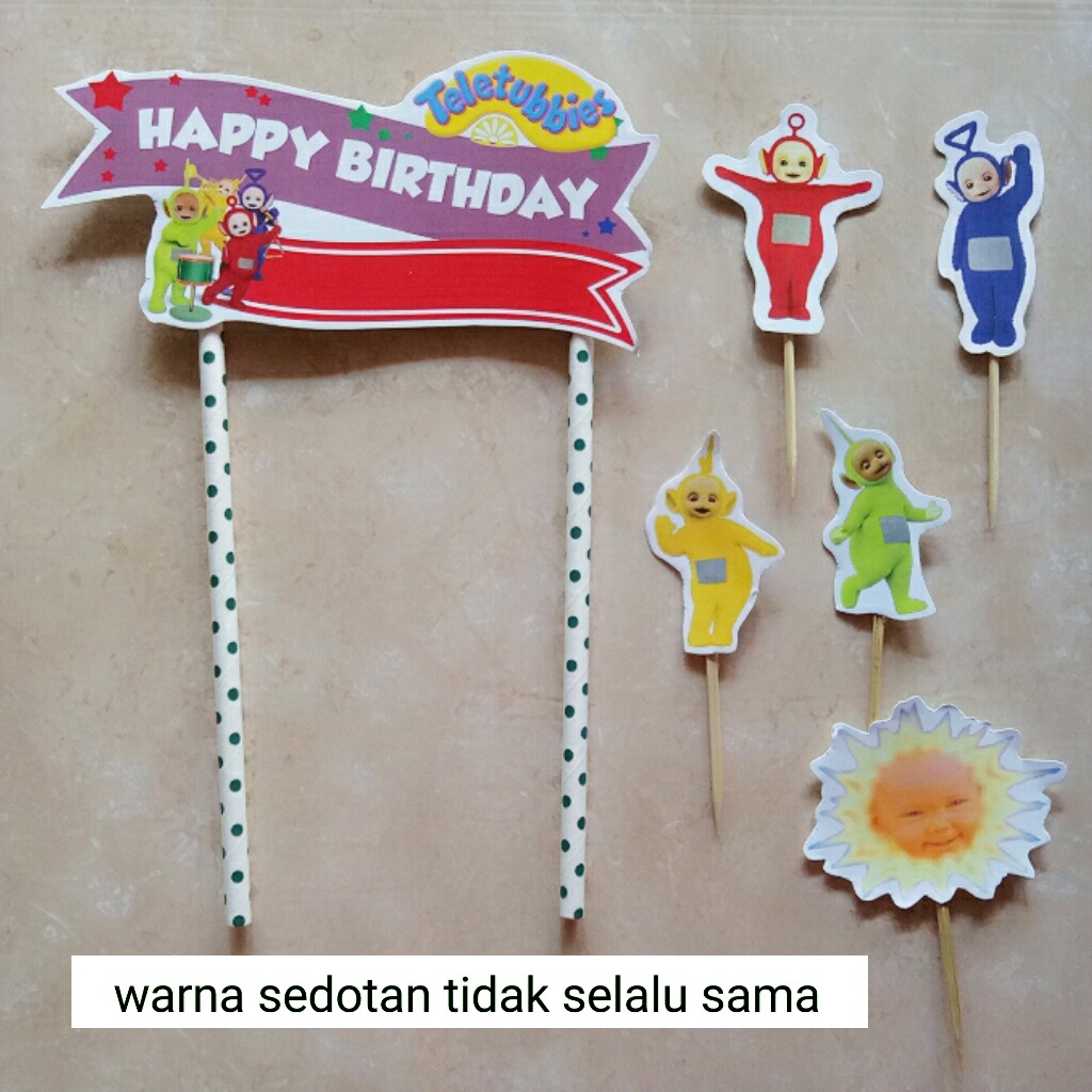 satu set cake topper hiasan kue ulang tahun karakter Teletubbies
