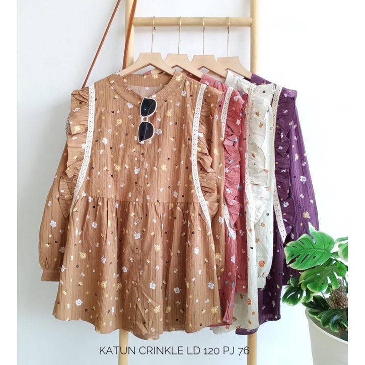 Blouse Crinkle Motif Bunga Busui Friendly