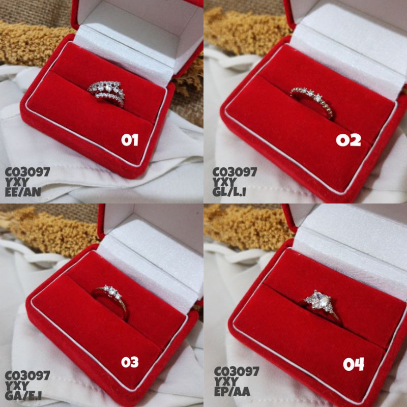 Cincin Yaxiya Mata Zircon Mewah Warna Silver C03097