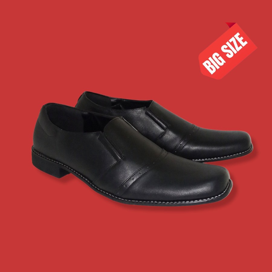 Sepatu Formal Pria big size 44-45-46-47-48 Oxford Slip On kulit hitam pantofel ukuran jumbo besar