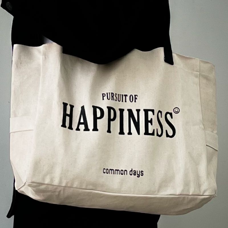 Pursuit of Happiness Totebag Webbing Katun / / Totebag Unisex / Tote Bag Aesthetic / Tote Bag Magnetic / Biru / Broken White / Korea / Vintage / Kuliah / Tebal / Premium