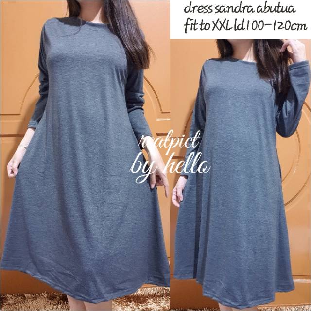 DRESS SANDRA OVERSIZE FIT XXL REALPICT/DRESS JUMBO BAHAN SPANDEK SOFT