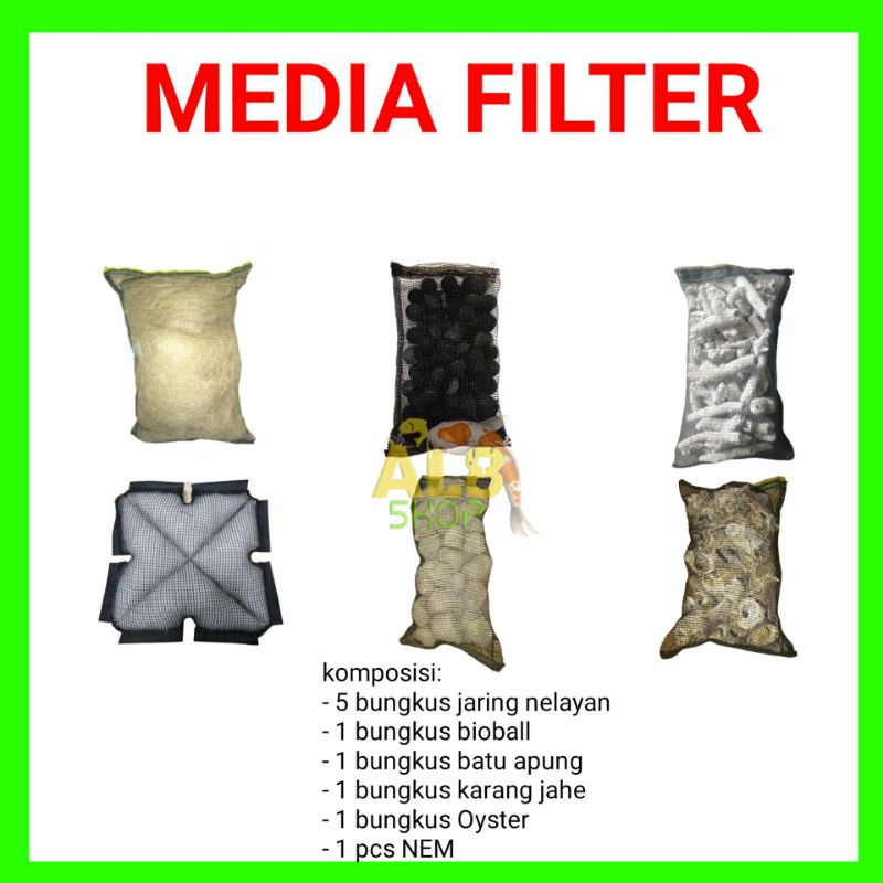 paket media filter untuk ember filter kolam ikan koi