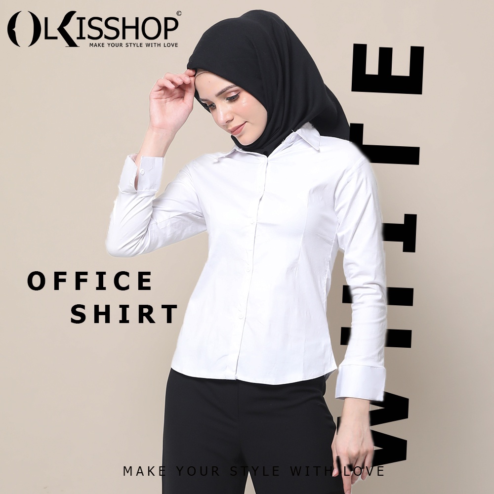 KEMEJA KERJA WANITA PUTIH POLOS LENGAN PANJANG  KEMEJA PUTIH POLOS COTTON STREACH
