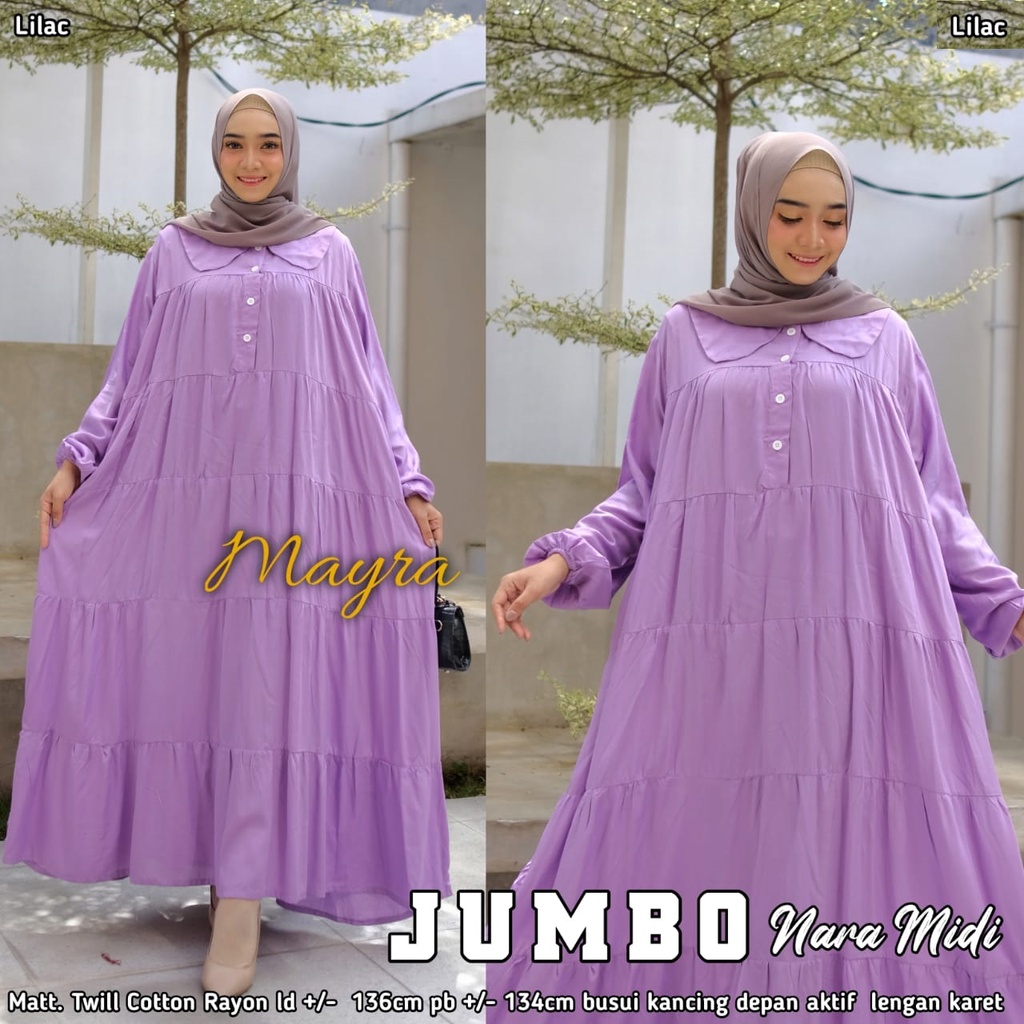 Baju GAMIS XXXXL LD 140 JUMBO Super PB 140 TOYOBO - BADAN GEMUK IBU HAMIL UKURAN BIG SIZE 298-NARA LILAC