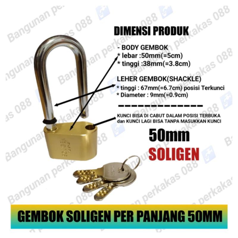 SOLIGEN Gembok PER PANJANG 40mm 50mm 60mm Computer Key - Gembok Pagar-GEMBOK MOTOR Dll