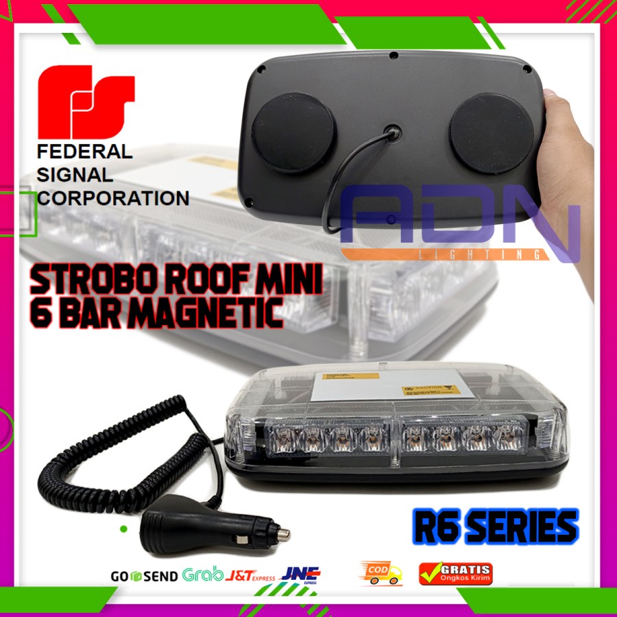 lampu Strobee kedip Roof Mini Magnet FS R6 6 Bar depan belakang ADN.in