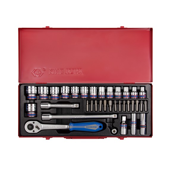 KUNCI SOCKET SET 35PC 1/2"DR 6PT METRIC CHROME KING TONY 4535MRC KUNCI SOK KUNCI SOKET
