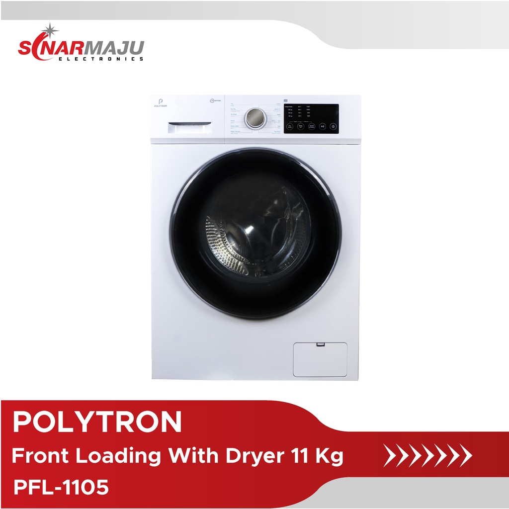 Mesin Cuci 1 Tabung Polytron 11 Kg Front Loading PFL-1105 / PFL1105