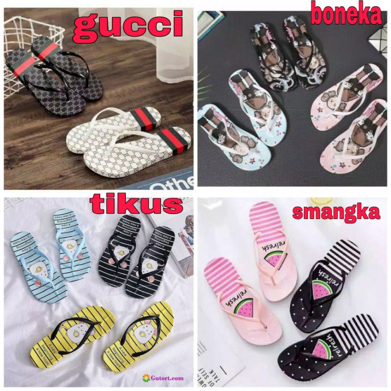 Sandal (sendal) Jepit wanita 4 karakter/sandal jepit grosiran