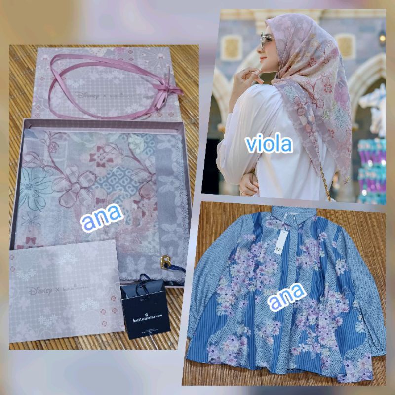 New The Dream Park Voal Square - Viola ( 110x110 ) + New MONOGRAM FLOWER LOOSE SHIRT AIRY BLUE size 