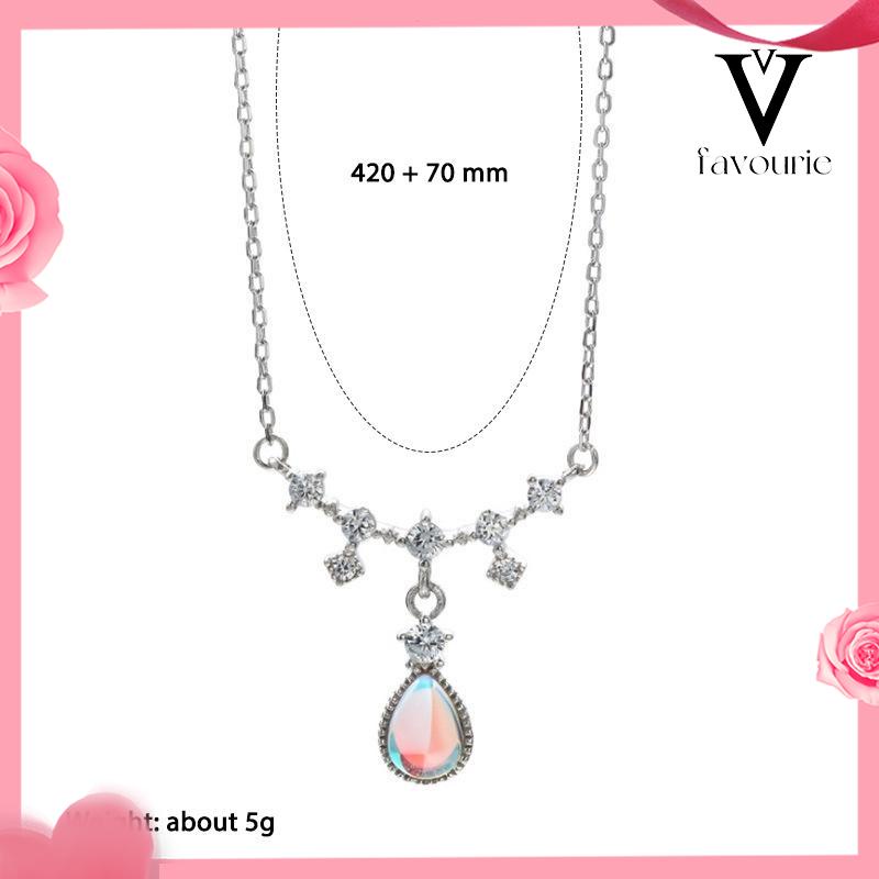 [COD]Kalung Fashion Wanita All-match Niche Design Light Luxury Moonstone Water Drop Necklace-FA