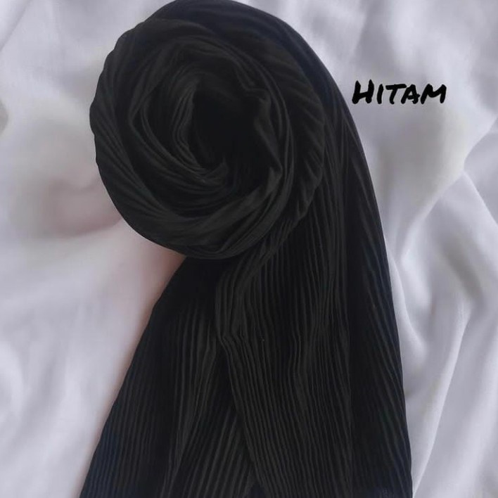 PASMINA ZIPER RESLETING DIAMOND ITALLIANO //  PASHMINA PLISKET ZIPER-Hitam