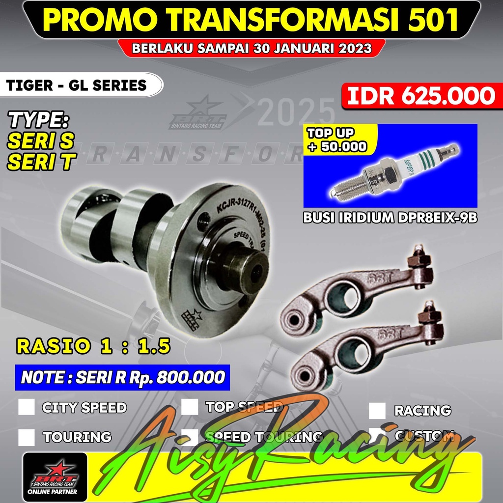 Super Master Cam + RRA Noken As pelatuk Roller BRT Tiger / GL Pro / GL Max / MEGAPRO / CB100 & 125