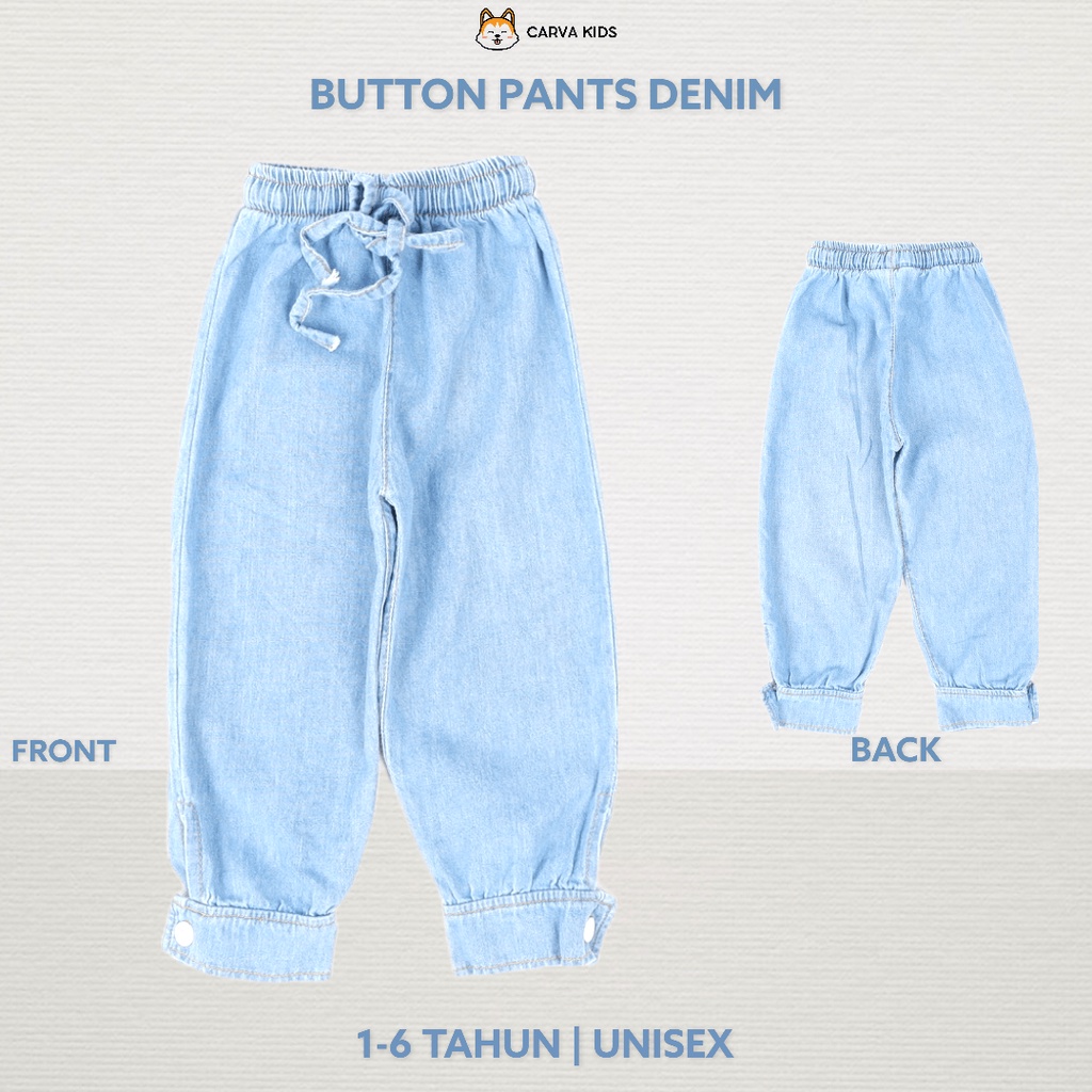 CELANA PANJANG CARVA JEANS JOGGER ANAK KANCING BUTTON POLOS BESTSELLER LUCU IMUT