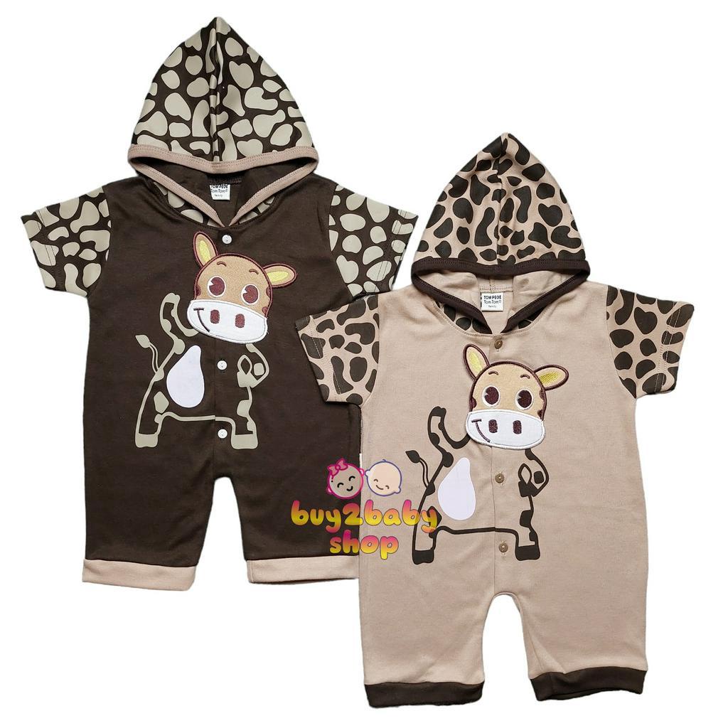 Jumper pendek romper bayi dengan hoodie Cow Series Tom Pege Tom-Tom 6-12 Bulan 1 PCS