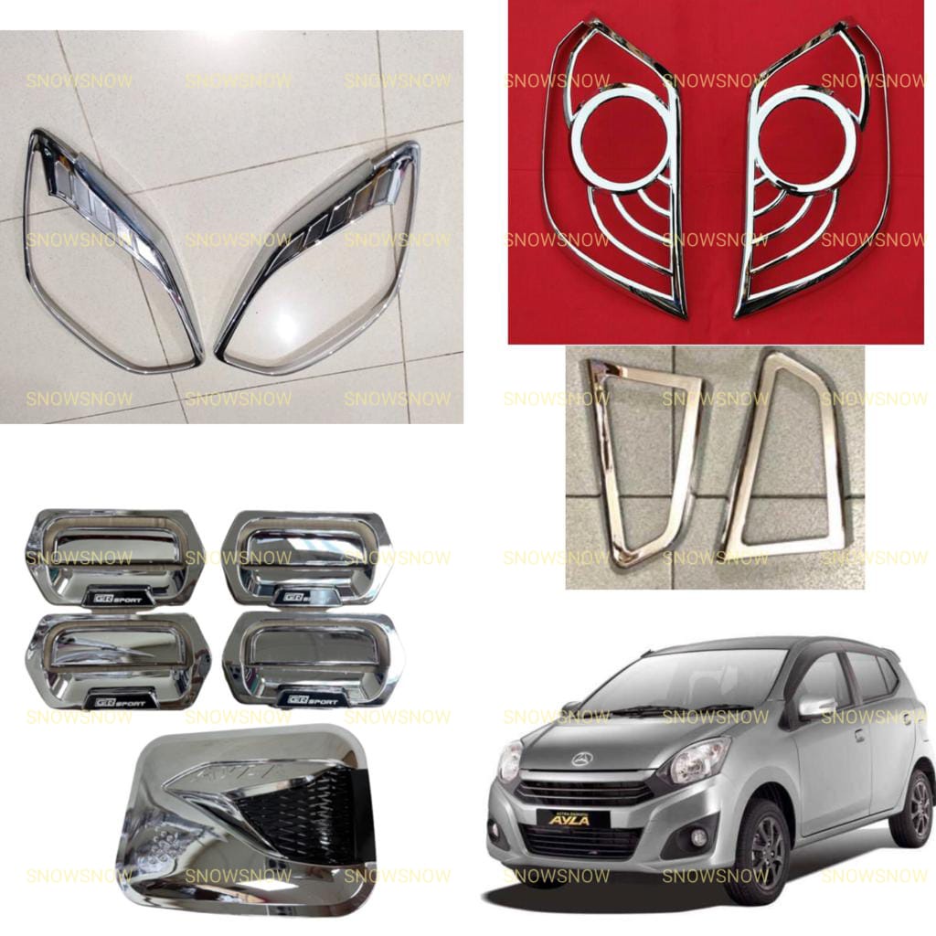 Paket Garnish Lampu Depan Belakang Outer Handle Tank Cover Ayla X M 2017 2022 UP GR SPORT TRD Hitam Chrome