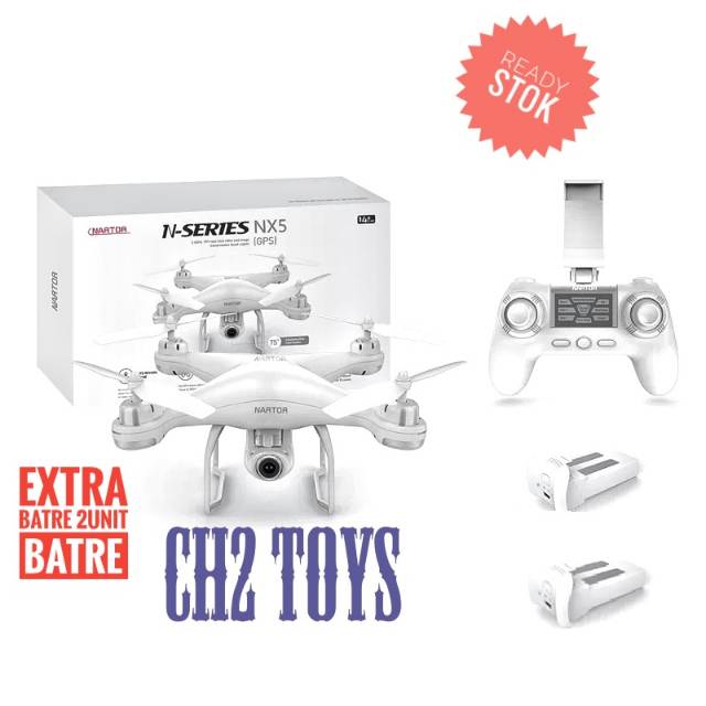 NARTOR NX5/SJRC S20W DRONE DUAL GPS FITUR FOLLOW ME AUTO TAKE OFF-LANDING EXTRA BATRE