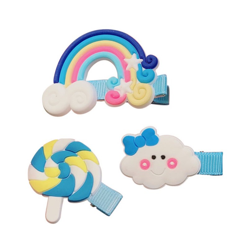 3 Pcs Set Jepit Rambut AWAN EYES Pelangi Permen Candy Klip Jepitan Anak Gaya Korea Fashion Hair Clip