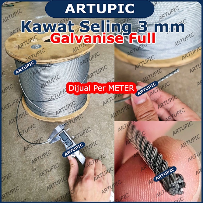 Kawat Seling 3 mm Kawat Selling Sling Baja Galvanise Wire Rope 3mm untuk Pulley Katrol Handwinch