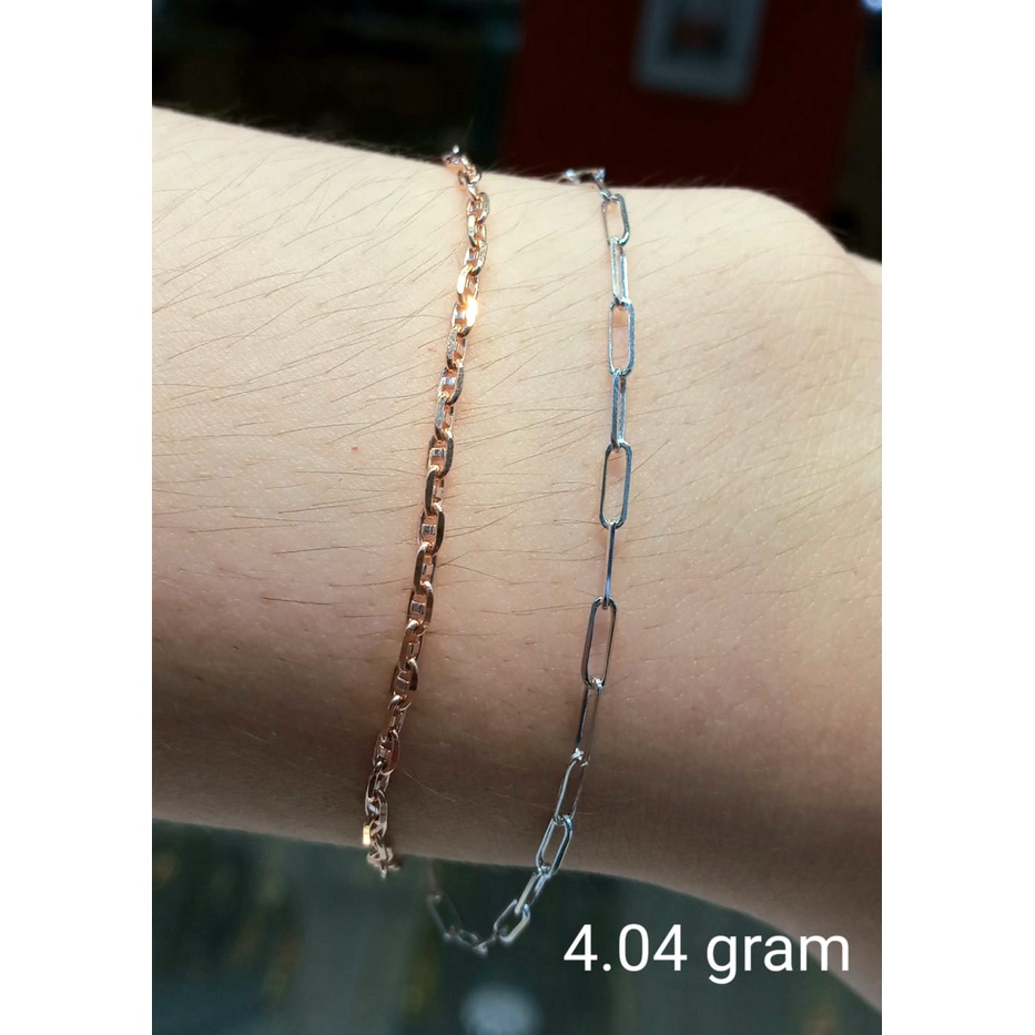 Gelang Rantai Emas Rosegold Putih Kombinasi Kadar 75% 4.04 Gram