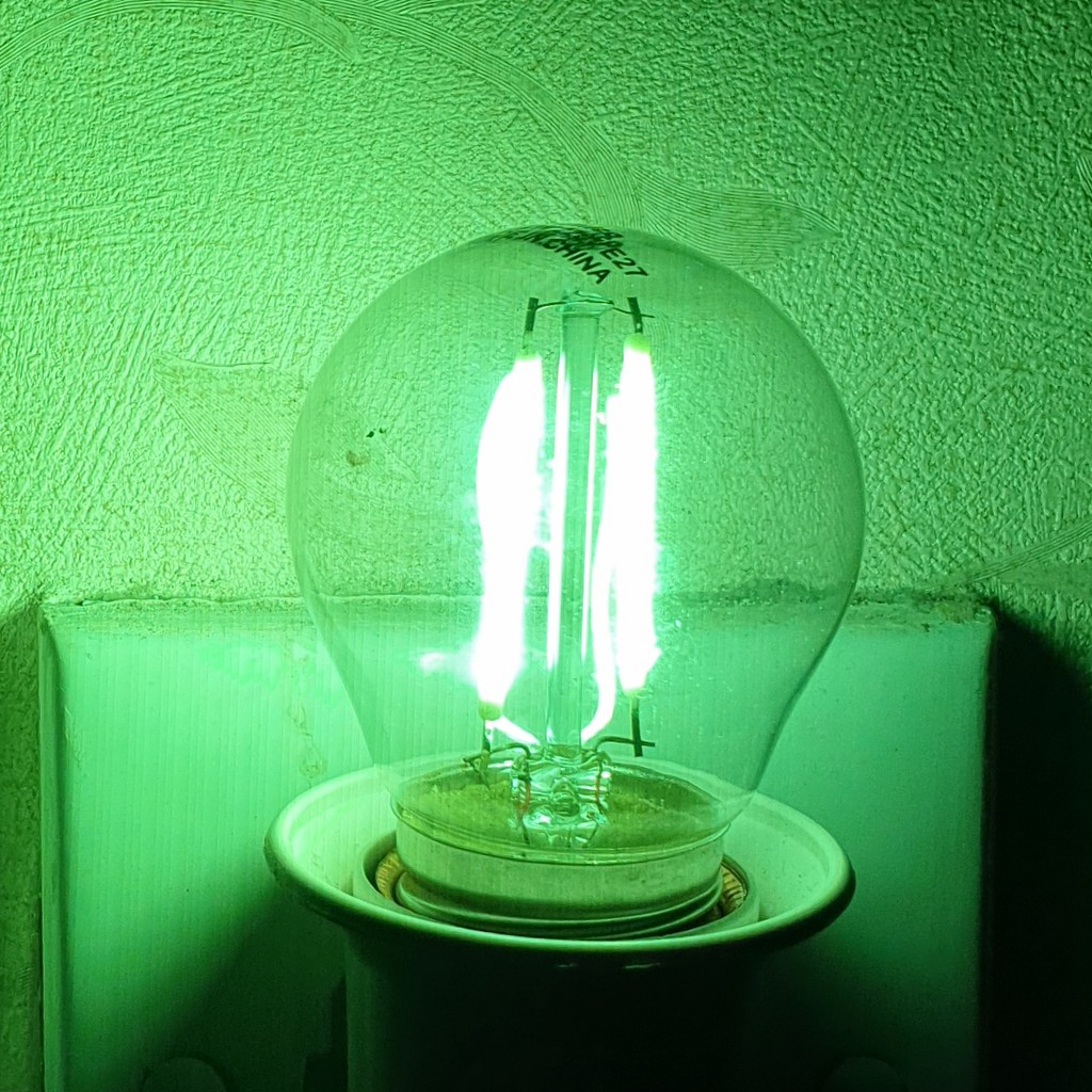 EMC 2W E27 G45 HIJAU Lampu Led Filamen Cafe + Linux Fiting Colok Switch / LAMPU TIDUR