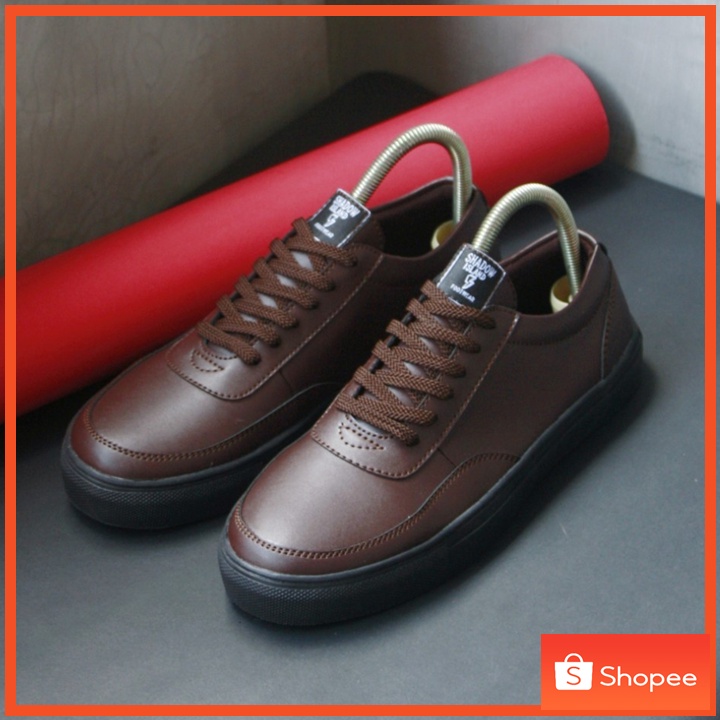 ROVER BROWN - Sneaker Kasual Pria Bahan Kulit Formal Santai - Bergaransi