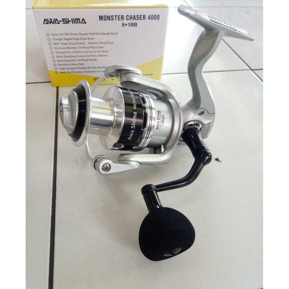 Reel Pancing Awashima Monster Chaser 4000 Reel Kuat Power Handle