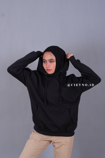 HOODIE JUMPER HITAM POLOS SIZE M - XXXL