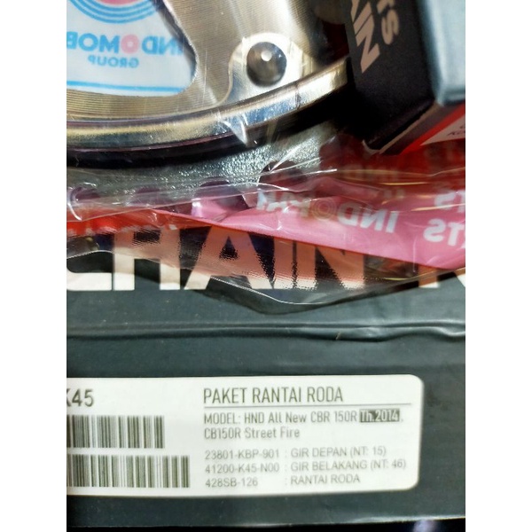 Jual gigi tarik gear set cbr150 cb150r 2014 2015 indoparts Shopee