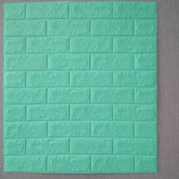 Wallpaper 3d Modern Foam Batu Bata 70 X 77cm Wall Sticker Hijau Tosca C Fdo