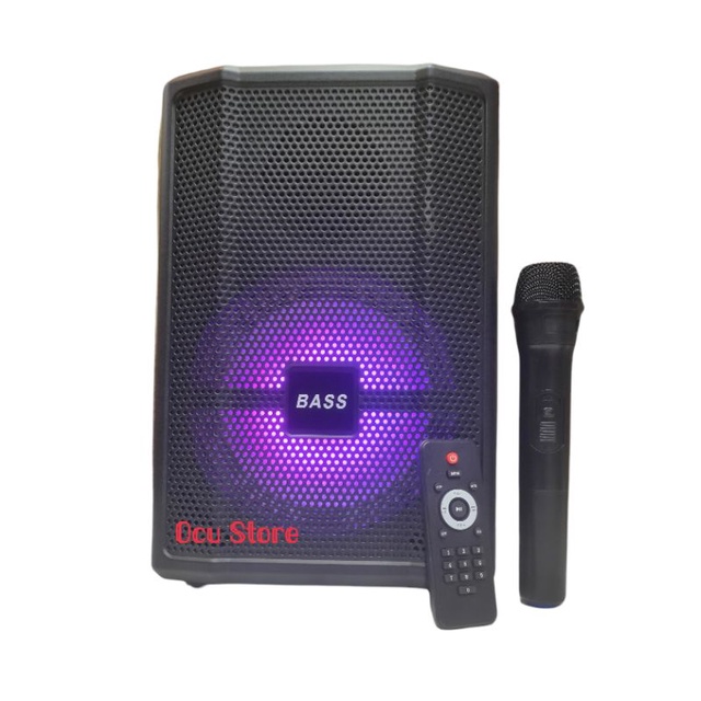 speaker bluetooth karaoke Fleco F-8606 LED AB Bonus Mic Wireless Speaker meeting