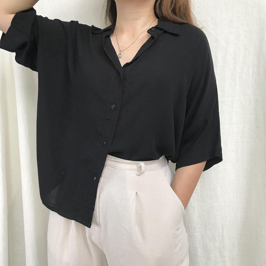 ALEA Blouse Crinkle - Kemeja Blouse - Kemeja Polos - Atasan Wanita Polos