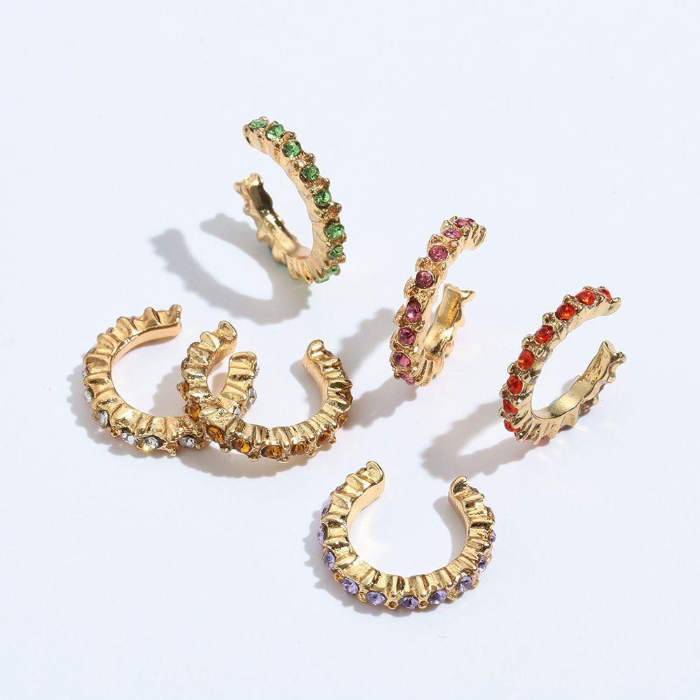 Lily 6Pcs /Set CZ Cuff Earrings Fashion Hadiah Pesta Tanpa Tindik No Piercing Earrings