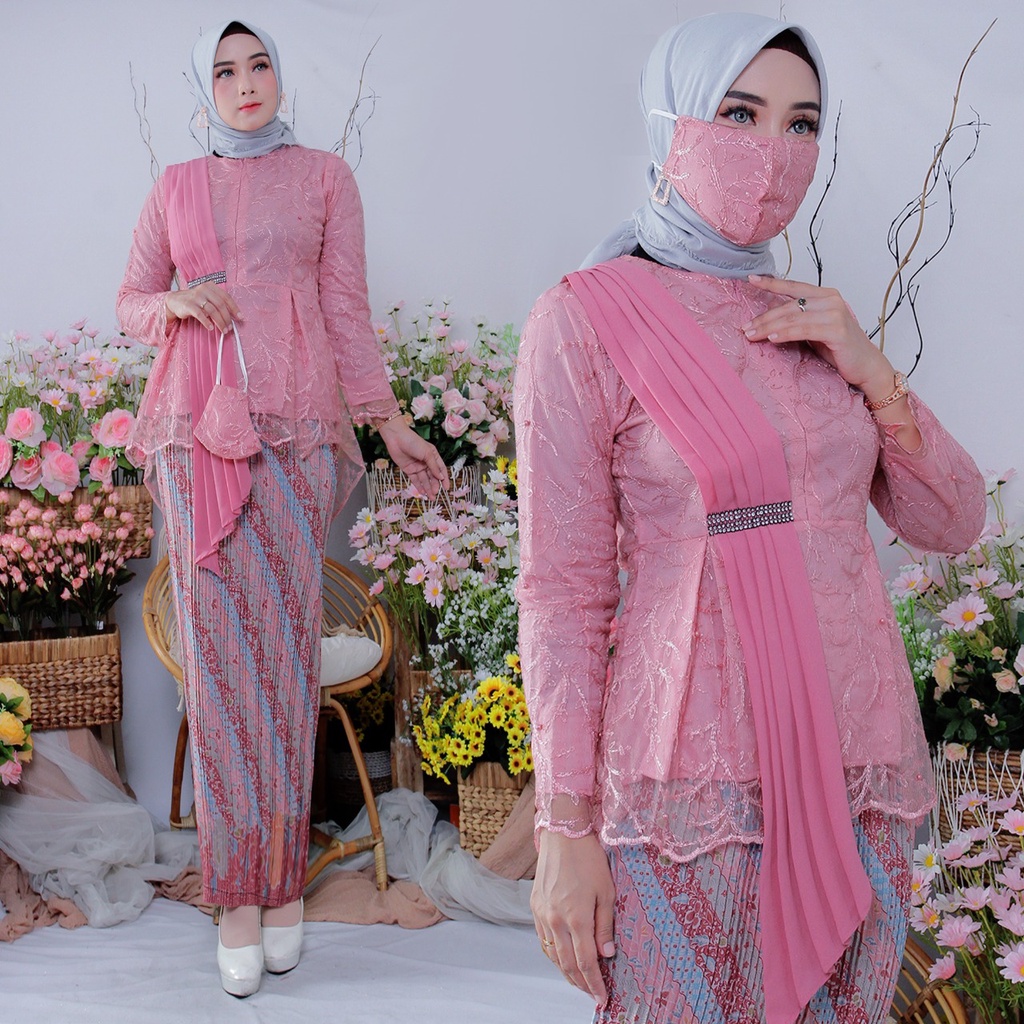 ATASAN KEBAYA TUNIK / TUNIK TULLE / KEBAYA MODERN AURORA SELENDANG-ATASAN DUSTY PINK