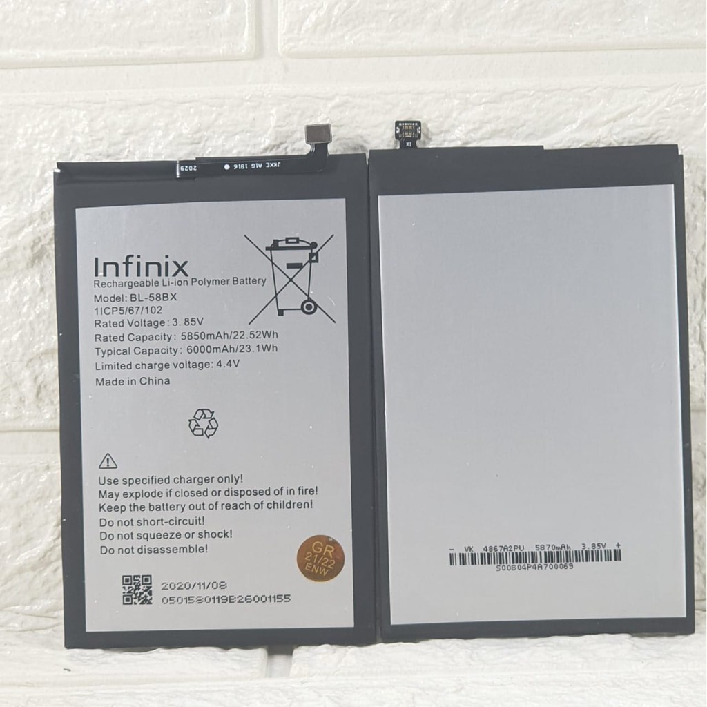 Baterai Battery Original Infinix Hot 10 Play , Hot10 Play , X688 X688B Kode Batre BL-58BX BL58BX