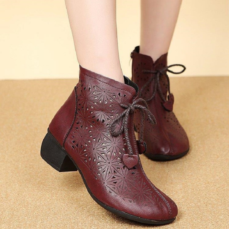 Import Korea Cantik Kekinian Kulit Asli Sepatu Boots Wanita Cewek Resleting Hak Tinggi Casual Formal Kerja Kuliah Santai 201