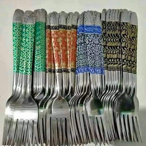 Sendok Garpu makan stainless motif batik isi 12pcs