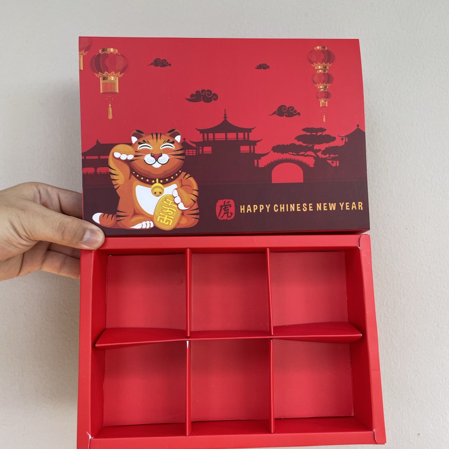 

(5 Pcs) Box Kue Cake Imlek Sincia Kotak Kemasan Dus Kue Eggtart Sekat 6 Chinese New Year Packaging Hampers