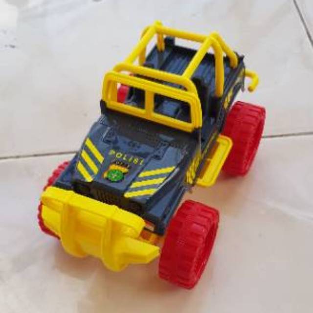 Mainan mobil jeep polisi plastik tarik mobilan edukasi anak