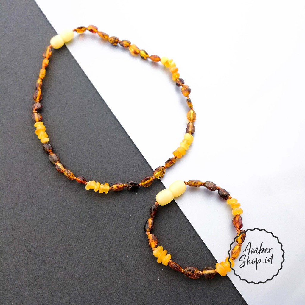 Kalung dan Gelang Amber pereda tumbuh gigi bayi - Amber Shop AS5 (FREE GIFT)