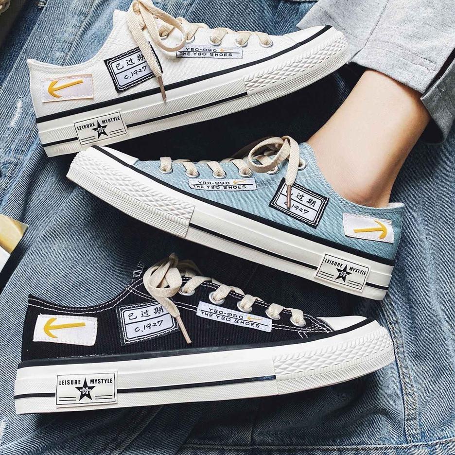 [SUT.21Jl22d] Sepatu Sneakers Sport Canvas Korea Wanita Import Original YBO Shoes Putih