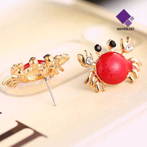 Anting Stud Desain Kepiting Laut Bahan Alloy Warna Emas Untuk Wanita