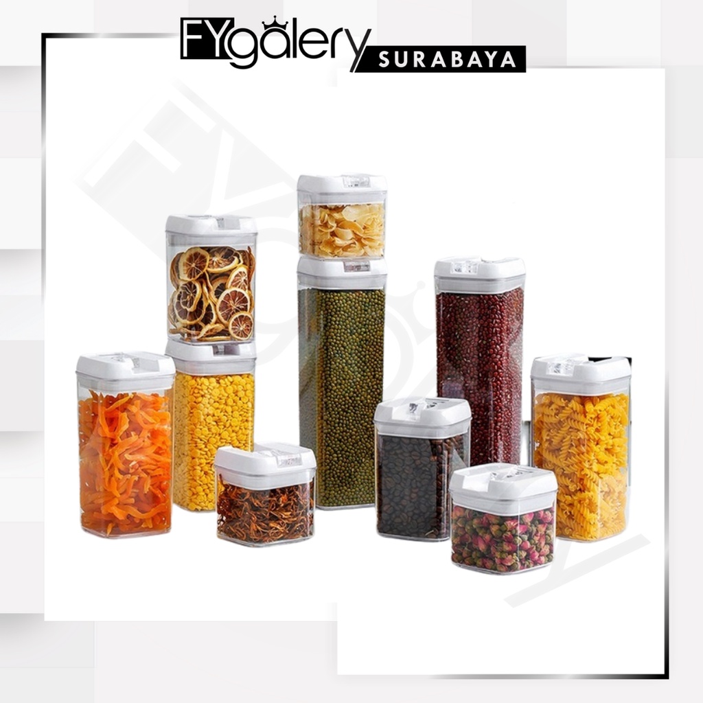 FYGALERYSURABAYA HL0264 Toples Dapur Transparan Wadah Tempat Penyimpanan Makanan Food Jar Organizer Pasta Biskuit Kue