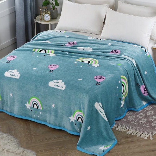 Selimut Bulu Halus 150x200 Motif Dewasa Cantik Murah Asriyasashii Berkualitas-PELANGI 140x190