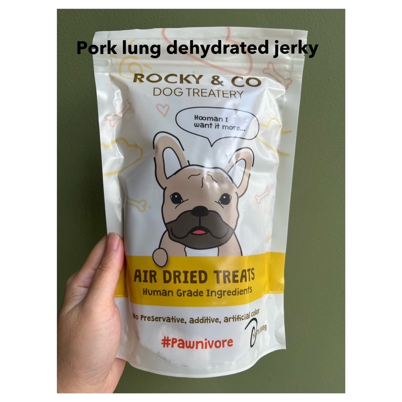 Rocky dehydrated pork lung jerky