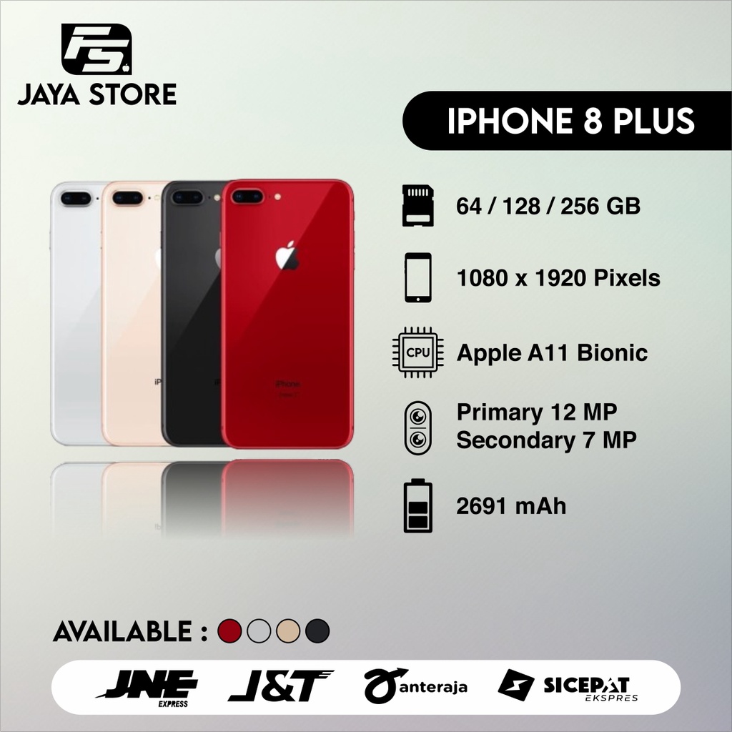 IPHONE 8 PLUS 64 / 128 / 256 GB FULLSET ORIGINAL GOOD CONDITION 100 % MULUS EX INTER TERMURAH DAN BE