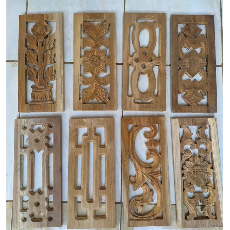 kepingan ornamen isian loster kayu JATI harga promo ukuran 13x30