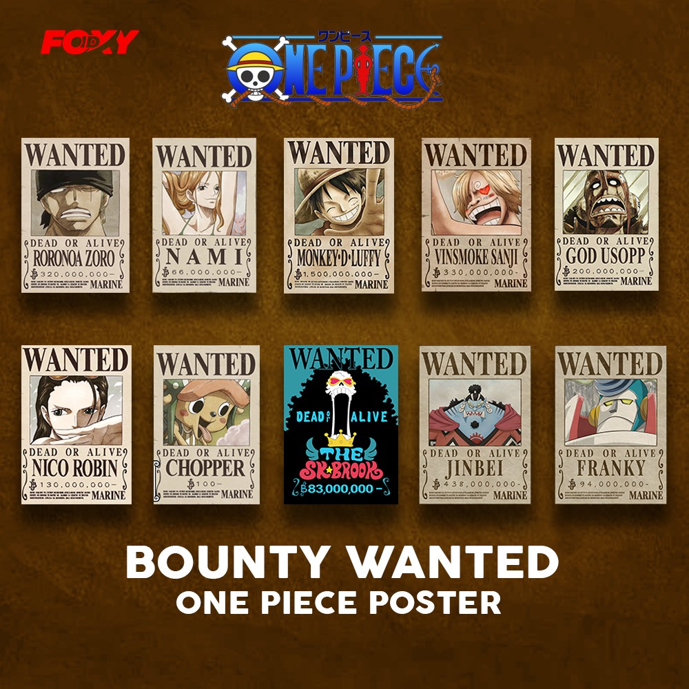 (10 pcs) 1 SET POSTER BOUNTY ONE PIECE WANTED MUGIWARA