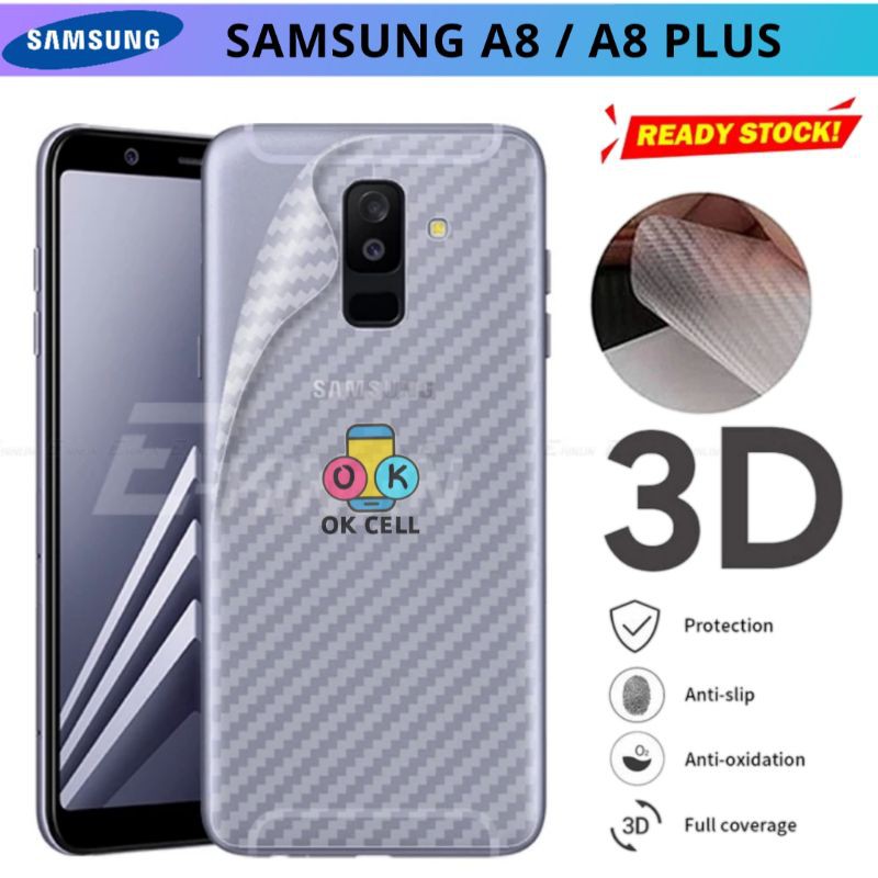 Skin Carbon 3D Samsung A8 / A8 Plus 2018 - Garskin Sticker Karbon Fiber Anti Gores Belakang Premium